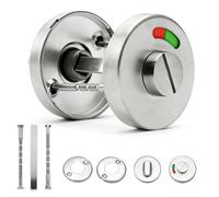 Rosetón de inodoro con indicador de recibo, juego de rosetas de acero inoxidable para baño y WC, cerradura de baño con botón giratorio, herraje para puerta de inodoro, acero inoxidable, roseta