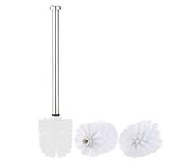 ROSETOR Juego de baño: escobilla de inodoro con mango de acero inoxidable y 3 accesorios de 8 cm (blanco)