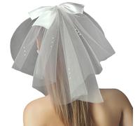 Rosette Bow Veil Bowknot Hair Clip Jewelry Bridal Modern Headdress Blingbling Jewelry Bride Wedding Party Pearls Accessory