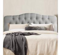 Rosevera Darax - Cabecera tapizada de lino, moderna, ajustable, con botones, tamaño Queen, color gris textil