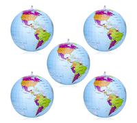 RosewineC Paquete de 5 globos mundiales inflables 38 cm, exploran el mundo, educativos geográficos para la escuela, el juego y los juegos educativos