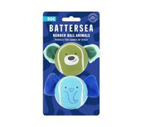Rosewood Battersea - Pelota de Goma para Perros, 6,5 x 11 x 6,5 cm, 100 g, Color Azul y Verde