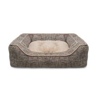 ROSEWOOD Cama Cuadrada de Madera de Palisandro, de Lujo, de Tela Suave y Ovalada