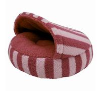 Rosewood Cama para Gatos Sherpa a Rayas Rosas, 2 en 1, escondite y Lugar de Descanso Abierto, Interior de Ramo Suave, acogedora Cama Tipo Cueva con Capucha con Base Antideslizante, Lavable a máquina