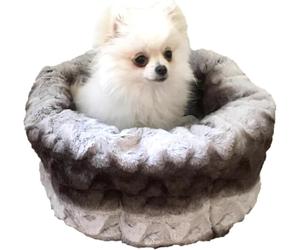 Rosewood Cama Redonda de Felpa para Perros Pequeños y Gatos, 40 cm, Gris