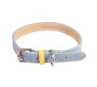 Rosewood Collar de Cuero Vegano para Perro, Collar Ajustable de Piel sintética para Perros pequeños, Collar Elegante y Duradero con herrajes de Metal, Azul/Amarillo, 10-14 Pulgadas