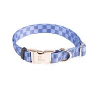 Rosewood Collar de Perro de Tablero de ajedrez Azul, Collar Ajustable para Mascotas pequeñas, Medianas y Grandes, Collar Elegante y Duradero con herrajes de Metal, 10-14 Pulgadas