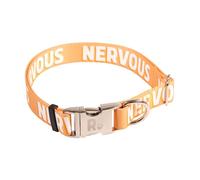 Rosewood Collar de Perro Nervous Alert - Collar Ajustable para Mascotas para Perros pequeños, medianos y Grandes, Collar de Advertencia de concienciación con herrajes de Metal, Naranja, 18-28