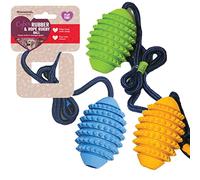 Rosewood Cyber Rubber Dog Toy Pelota de Rugby de Cuerda, Caucho, Pack de 1