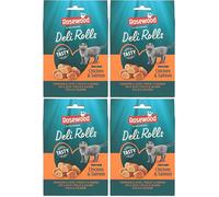 Rosewood Deli Rolls - Delicias Suaves para Gatos con Pollo y salmón, sin Cereales, sin azúcar añadido, Rollos de Aperitivos Suaves, 40 g (Paquete de 4)