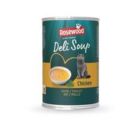 Rosewood Deli Soup Pollo - Caldo para Gatos con Carne Tierna, 135 ml | Snack natural de pollo y pescado, hidratación adicional sin sal, azúcar ni aditivos artificiales para gatos exigentes