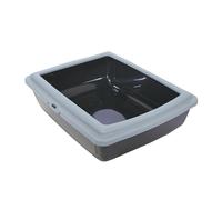 Rosewood Eco Line - Bandeja de Arena para Gatos de plástico Reciclado con Borde, Color Azul Hielo y Negro