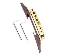 Rosewood Guitar Bridge with Rollers | LP SG Jazz Guitar Replacement Bridge | Adjustable String Height & Spacing | 6 String Roller Bridge for Enhanced Tone & Playability (Gold)