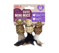 Rosewood Jolly Moggy - 3 Ratones con Hierba Gatera para Gatos y Gatitos | Juguete interactivo de caza y ejercicio con catnip natural resistente, ideal para fomentar el instinto de gatos de interior