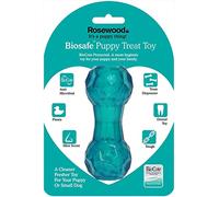 Rosewood Juguete de Cachorro Duro con Forma de mancuerna, dispensador de Regalo para Perros pequeños y Cachorros Hechos de Material Resistente, Aroma a Menta, Azul