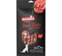 Rosewood Palitos de Carne de Res y abadejo - Bocadillos masticables de Piel de Vacuno para Perros - Apoya el Cuidado Dental - Sin Cereales ni Gluten - Sin aditivos Artificiales - 90 g