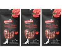 Rosewood Palitos de Carne de Res y abadejo - Bocadillos masticables de Piel de Vacuno para Perros - Apoya el Cuidado Dental - Sin Cereales ni Gluten - Sin aditivos Artificiales - 90 g (Paquete de 3)