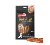 Rosewood Snack de Pollo y Abadejo - Premios Blandos para Perros, 100 g | Golosina tierna natural, rica en proteínas y baja en grasa, sin cereales ni aditivos artificiales para perros adultos
