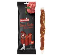Rosewood Steak Sticks Rund & Abadejo Large - Bocadillo masticable de Piel de Res para Perros, apoya el Cuidado Dental, sin Cereales ni Gluten, sin aditivos Artificiales, 240 g