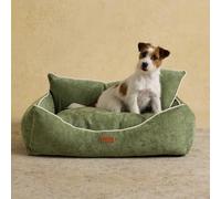 Rosewood x Joules Apple Snuggler Sofá para Perros, Cama de felpilla de Lujo para Mascotas con Lados elevados, Funda Lavable y cojín a Juego, Elegante sofá Cama Verde para Perros pequeños a medianos