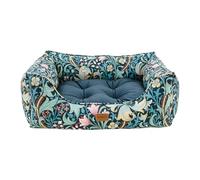 Rosewood x Morris & Co. Golden Lily - Cama Cuadrada para Perro, pequeña, Cama Reversible de Lujo para Mascotas con Estampado Floral icónico de William Morris, cojín Suave y Lavable, Lados Acolchados