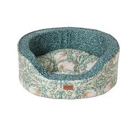 Rosewood x Morris & Co. Pimpernel & Lily Leaf - Cama Ovalada para Perro, Grande, Cama Reversible de Lujo para Mascotas con Estampados Florales icónicos de William Morris, cojín Suave y Lavable, Lados