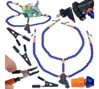 Rosfix - Ayuda de soldadura con 4 pinzas de cocodrilo | brazos flexibles, hasta 50 mm de ancho de sujeción | para electrónica, modelismo | plantilla de montaje para trabajos precisos