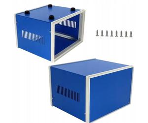 Rosfix Carcasa de metal azul - Caja electrónica 120 x 320 x 268 mm | resistente a la corrosión | montaje PCB | armarios | carcasa protectora para proyectos de bricolaje