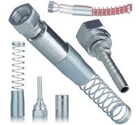 Rosfix Conector de manguera de 1/4" - Acero inoxidable para manguera de pulverización de pintura | con muelle antitorceduras | duradero y resistente a la abrasión | Accesorios para sistemas de pintura