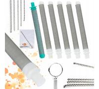 Rosfix Juego de 60 insertos de filtro de malla y 30 mallas + agujas de limpieza - para pulverizador de pintura | 100 mm, diámetro 9 - 10,8 mm | metal y plástico | accesorios de pintura para