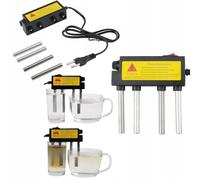 Rosfix Juego de comprobador de electrólisis de agua con 4 electrodos - 220 V, 10 A, acero y aluminio | Detecta contaminantes y metales pesados | Análisis de calidad del agua | Dispositivo de prueba
