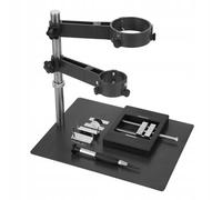 Rosfix Juego de soporte Hotair y PCB - Base 20 x 25 cm, altura 24,5 cm, brazos magnéticos, 2 soportes Ø42/63 mm | Acabado BGA, soldadura, reparación electrónica | Soporte de banco