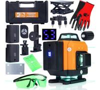 Rosfix Orange Tiger ROT16L - Nivel láser de 16 líneas, IP54, autonivelante, 2 baterías de 3500 mAh + tablero de objetivo, gafas verdes y guantes talla L