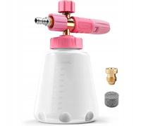 Rosfix R-02 - Pulverizador de espuma 1L transparente | Boquilla de latón de 1,2 mm | 1000 - 2200 PSI, conector de 1/4 pulgadas | para lavado de coches | Accesorios para limpiadores a presión