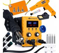 Rosfix Set Fusion PRO S2 2 en 1 - Estación de soldadura y soldadora de plástico 760 W | Hot Air 700 W, pistón 60 W | LCD, ESD, calibración | Accesorios para electrónica y taller