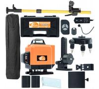 Rosfix Set Orange Tiger ROT12L - Láser de líneas cruzadas de 12 líneas con barra telescópica de 350 cm y soporte de pared, láser verde de 532 nm, IP54, alcance de 25 m, herramienta de medición láser