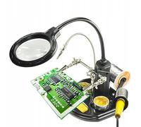 Rosfix TE-802 - Herramienta de soldadura de tercera mano con lupa | Iluminación LED 16 LED | Electrónica, modelismo, montaje SMD | Accesorios para trabajos de precisión