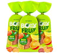 Roshen Bonny Fruit Citrus Mix Gummy Candy, hecho con 25% de jugo de fruta, Kosher, Halal, 200 gramos, paquete de 3