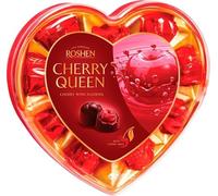 Roshen Cherry Queen Praliné de Chocolate con Licor de Cereza, Caja de Regalo en Forma de Corazón, Bombones Surtidos, 125 g