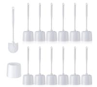 Roshtia Escobilla de Inodoro y Soporte, Cepillo para Inodoro con Organizador, Cepillo Limpiador de Inodoro para Limpieza de baño, Limpieza Profunda, Blanco, 14.57 Pulgadas de Altura (12 Juegos)