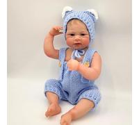 ROSHUAN 17 Pulgadas Realistas Renacida Bebé Muñecos Elijah Chico Realismo Muñecas Recién Nacidas con Ojos Azules Cuerpo Entero de Vinilo Suave Parece un Verdadero Muñeca Bebé
