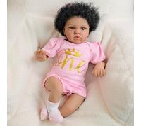 ROSHUAN 20 Pulgadas Muñeca Reborn Negro Chica Suave Cuerpo De Tela Realista La Vida como Recién Nacidos Muñecas Ojos Marrones Afroamericano De La Vida Real Bebe para Niños De 3 Años o Más