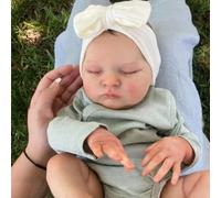 ROSHUAN 20 Pulgadas Reborn Muñecas Silicona Suave Cuerpo De Vinilo Muñeco Bebé Realista con Diadema Y Ropa, para Niñas Y Niños Muñeca Recién Nacida Parece Un Bebé De Verdad (Niña Durmiente)