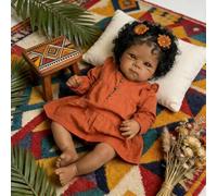 ROSHUAN Black Reborn Baby Dolls - Muñeca de silicona de cuerpo completo de vinilo anatómicamente correcto de 18 pulgadas, muñeca de bebé afroamericana, muñecas negras Reborn para niñas, muñeca