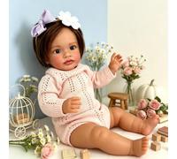 ROSHUAN Muñeca Bebé Reborn Realistas Niña Pippa, 66 cm Muñecas Reborn Que Parecen de Verdad Tamaño Grande, Cuerpo de Tela Suave, Piel Oscura Muñeca de Bebé Realista para Niños