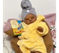 ROSHUAN Muñeca Bebé Reborn Silicona Cuerpo Completo Vinilo Chica Negra 20 Pulgadas 50 cm Realista Recién Nacido Muñeca De Bebé Dormida Que Parece Real Muñecos Reborn para Niños