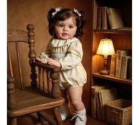 ROSHUAN Muñeca de Bebé Reborn Grande 26 Pulgadas Muñecas Reborn Realistas Niña Pippa con Cabello Enraizado Que Parecen Reales Muñeco Bebé Recién Nacida Cuerpo de Tela Suave para Niños