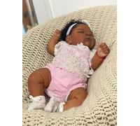 ROSHUAN Muñeca realista Reborn Baby Girl de 20 pulgadas de silicona completa afroamericana, muñecas recién nacidas de vinilo suave de la vida real, juego de regalo realista para niños a partir de 3