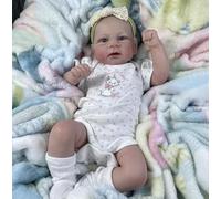 ROSHUAN Muñeca Reborn 17 Pulgadas 45 cm Realista Recién Nacidos Bebés Prematuros Ojos Abiertos De Silicona De Cuerpo Completo del Bebé Muñecas Que Parecen De La Vida Real como Reborn Muñecas Regalos