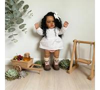 ROSHUAN Muñeca Reborn Realista Niña Negra 26 Pulgadas 66 cm Muñecas Reborn Grande Tamaño, Cuerpo de Tela Suave, Piel Oscura Muñecas de Pequeña Muy Realistas. Muñeca de Bebé para Niños